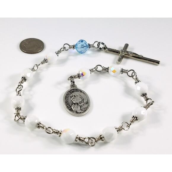 St. Teresa of Calcutta One Decade Rosary, Crystal Beads - Picture 4 of 10